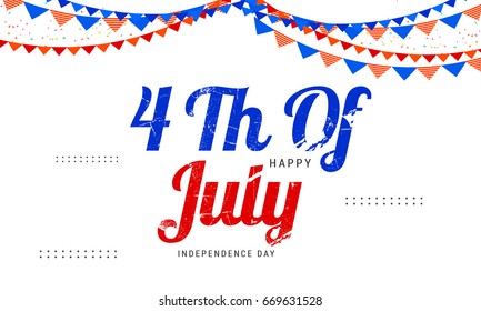 Happy 4th Of July USA Independence Day Text Space Background.