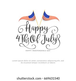 Happy 4th Of July USA Independence Day Text Space Background.