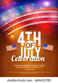 Happy 4th Of July USA Independence Day Text Space Background.