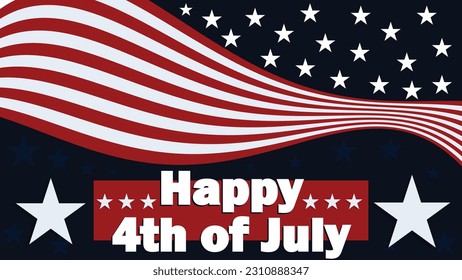 Happy 4th of July vector banner design to celebrates the passage of the Declaration of Independence by the Continental Congress on July 4, 1776. Independence Day modern minimal poster illustration.