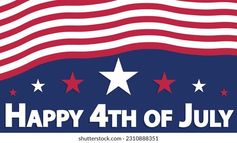 Happy 4th of July vector banner design to celebrates the passage of the Declaration of Independence by the Continental Congress on July 4, 1776. Independence Day modern minimal poster illustration.