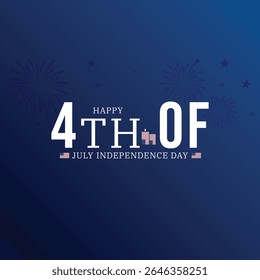 Happy 4th of July Vector with Fireworks and US Flag Illustration