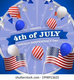 Happy 4th of July Vector Illustration. Suitable for greeting card, poster and banner. Illustration Of Independence Day.