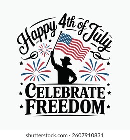 Happy 4th of July vector illustration features design	