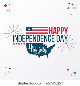 Happy 4th of july vector illustration. Independence day art with usa flag and map, usable for posters, banners or greeting cards 