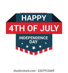 Happy 4th of July - vector typography, calligraphy, lettering, hand-writing. Composition in two color with stars. For banner, label, tag, poster, wallpaper, flyer, invitation, cutout template.