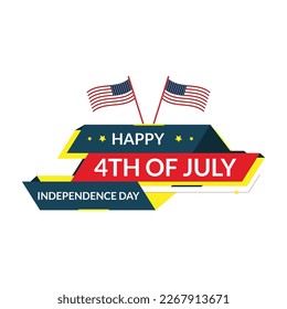 Happy 4th of July - vector typography, calligraphy, lettering, hand-writing. Composition in two color with stars. For banner, label, tag, poster, wallpaper, flyer, invitation, cutout template.