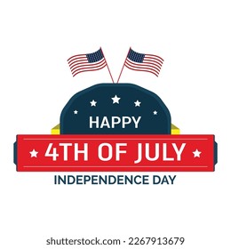 Happy 4th of July - vector typography, calligraphy, lettering, hand-writing. Composition in two color with stars. For banner, label, tag, poster, wallpaper, flyer, invitation, cutout template.