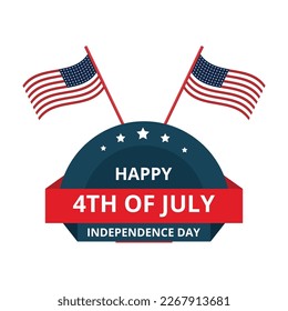 Happy 4th of July - vector typography, calligraphy, lettering, hand-writing. Composition in two color with stars. For banner, label, tag, poster, wallpaper, flyer, invitation, cutout template.