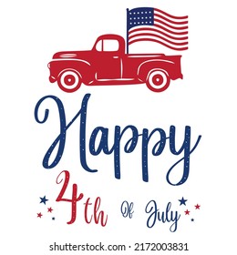Happy 4th Of Julyis a vector design for printing on various surfaces like t shirt, mug etc. 
