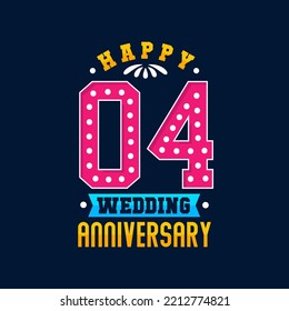 Happy 4th Wedding Anniversary celebration svg