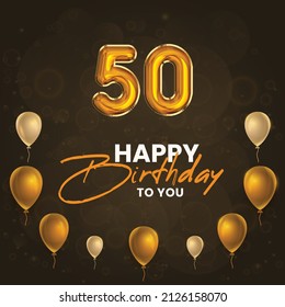 Happy 50th Birthday, Greeting Card, Vector Illustration Design.
