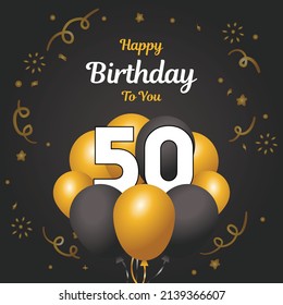 Happy  50th birthday, greeting card, vector illustration design.
