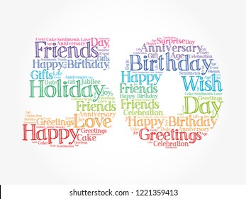 Happy 50th birthday word cloud collage concept
