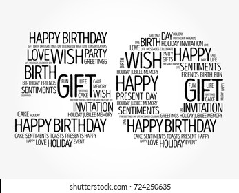 Happy 50th birthday word cloud collage concept
