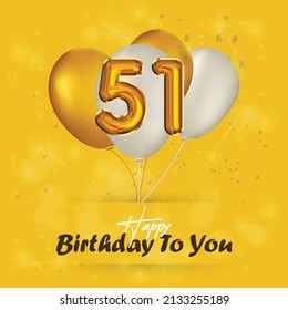 Happy 51st birthday, greeting card, vector illustration design.

