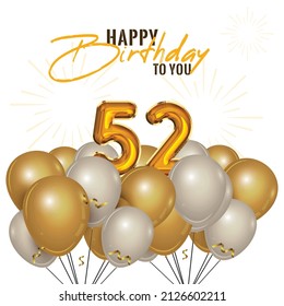 Happy 52nd birthday, greeting card, vector illustration design.
