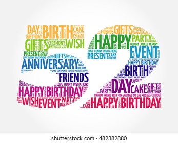 Happy 52nd birthday word cloud collage concept