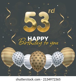 Happy 53rd Birthday Greeting Card Vector Stock Vector (Royalty Free ...