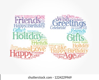 Happy 53rd birthday word cloud collage concept