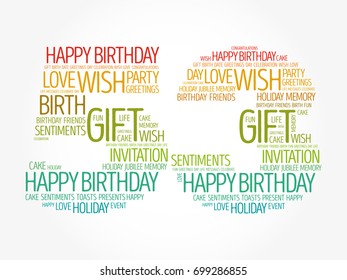 Happy 53rd birthday word cloud collage concept