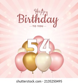 Happy  54th birthday, greeting card, vector illustration design.

