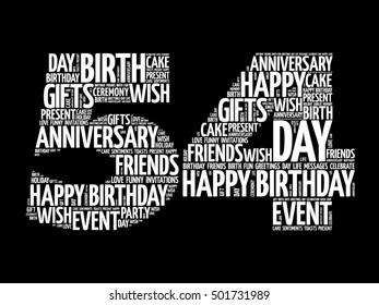 Happy 54th birthday word cloud collage concept