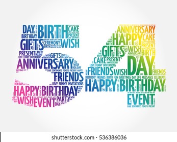 Happy 54th birthday word cloud collage concept