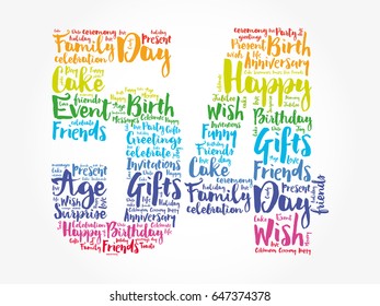 Happy 54th birthday word cloud collage concept