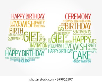 Happy 54th birthday word cloud collage concept