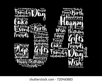 Happy 54th birthday word cloud collage concept