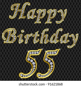 Happy 55 Birthday Golden Diamonds Vector Stock Vector (Royalty Free ...