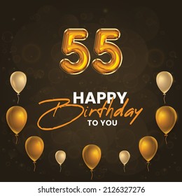 Happy 55th birthday, greeting card, vector illustration design.
