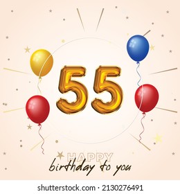 Happy 55th birthday, greeting card, vector illustration design.
