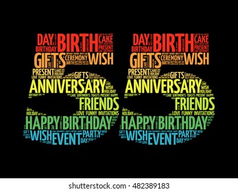 Happy 55th birthday word cloud collage concept