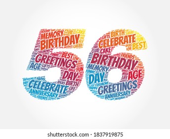 Happy 56st birthday word cloud, holiday concept background