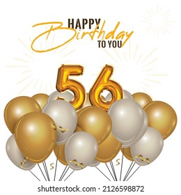 Happy 56th birthday, greeting card, vector illustration design.
