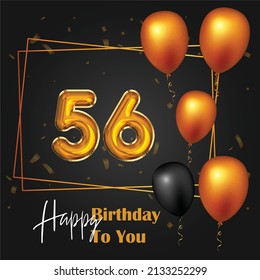 Happy 56th Birthday Greeting Card Vector Stock Vector (Royalty Free ...