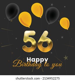 Happy 56th Birthday Greeting Card Vector Stock Vector (Royalty Free ...