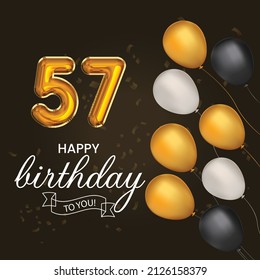 Happy 57th birthday, greeting card, vector illustration design.
