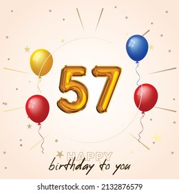 Happy 57th birthday, greeting card, vector illustration design.

