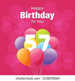 Happy 57th birthday, greeting card, vector illustration design.
