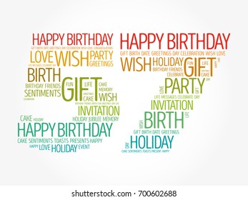 Happy 57th birthday word cloud collage concept