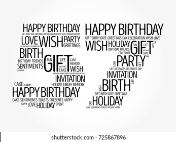 Happy 57th birthday word cloud collage concept