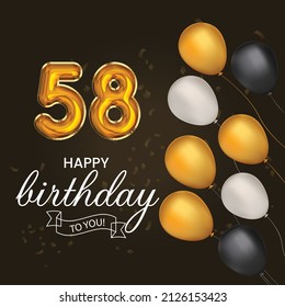 Happy 58th Birthday Greeting Card Vector Stock Vector (Royalty Free ...