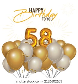 Happy 58th Birthday Greeting Card Vector Stock Vector (Royalty Free ...