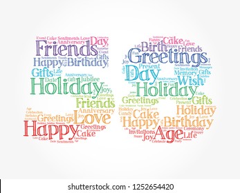 Happy 58th birthday word cloud collage concept