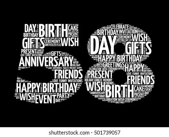 Happy 58th birthday word cloud collage concept