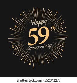 happy 59th anniversary. celebration logo with firework and dark background