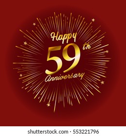 happy 59th anniversary. celebration logo with firework and red background